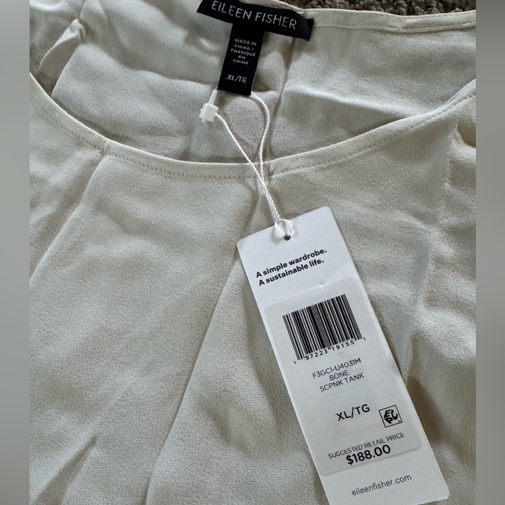 $188 NWT Eileen Fisher 100% Silk Georgette Crepe Scoop Neck Tank XL - Picture 6 of 10